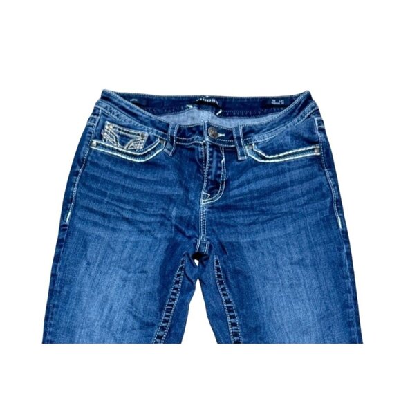 VIGOSS LOW RISE CAPRIS JEANS SZ 10 X 21 BLUE EMBROIDERED HERITAGE FIT BLING WOME - Picture 4 of 6